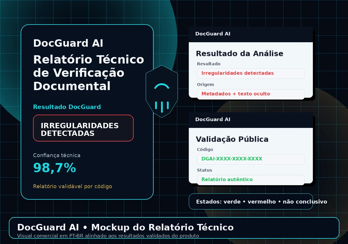 Mockup do relatório técnico do DocGuard AI